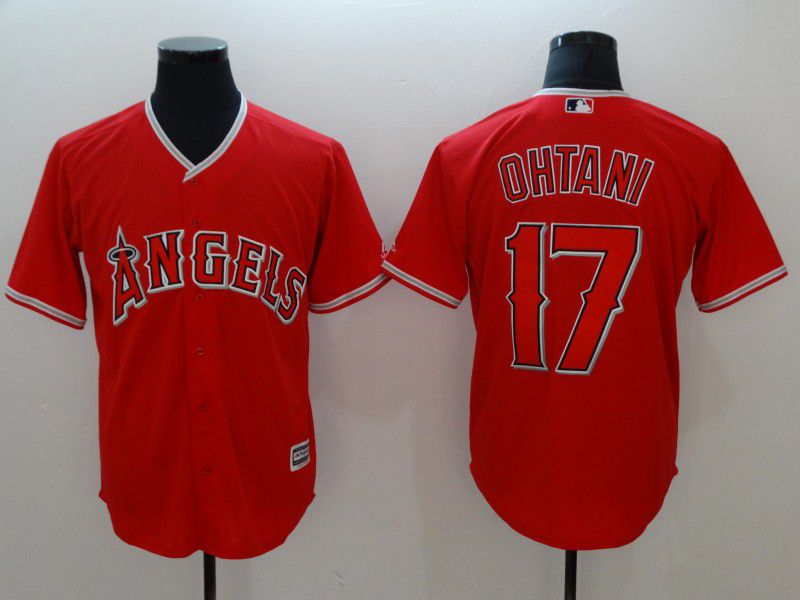 Men Los Angeles Angels 17 Ohtani Red Game MLB Jerseys